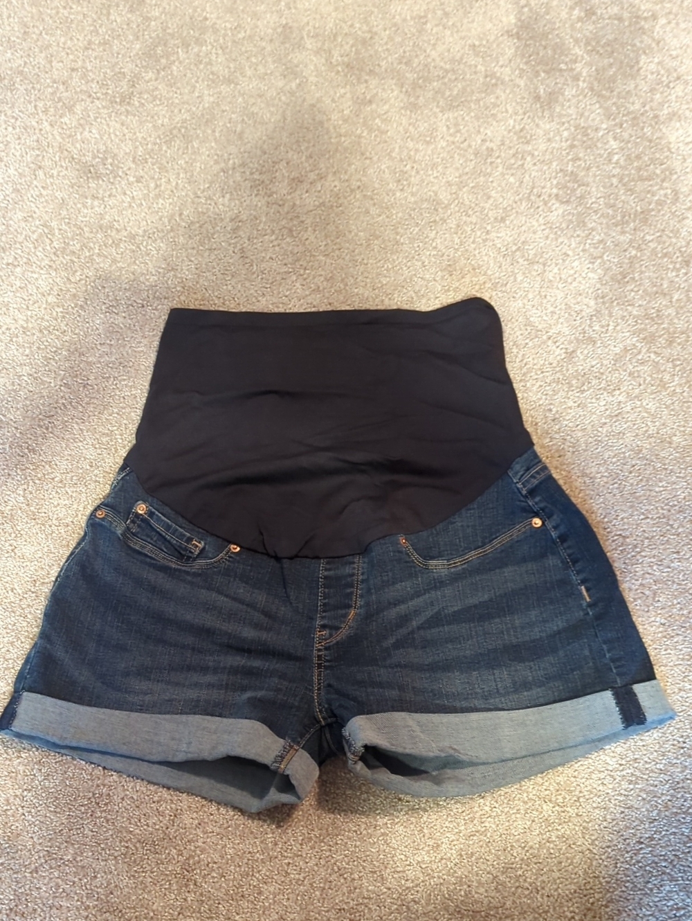 Levi Signature Dark Blue Denim Maternity Shorts with Full Panel M